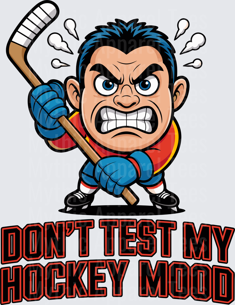 Ice Hockey Don't Test My Hockey Mood Angry Player Cartoon