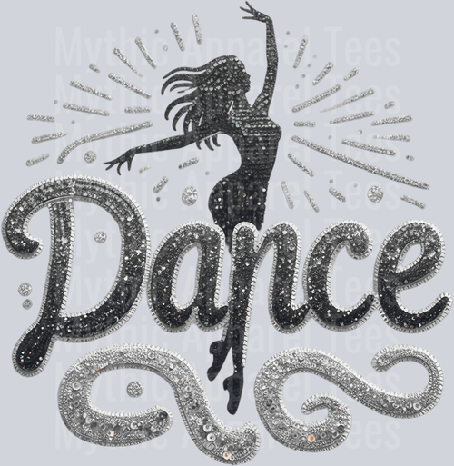 004 Dance Sequins Silver DTF Dance Female Transfers