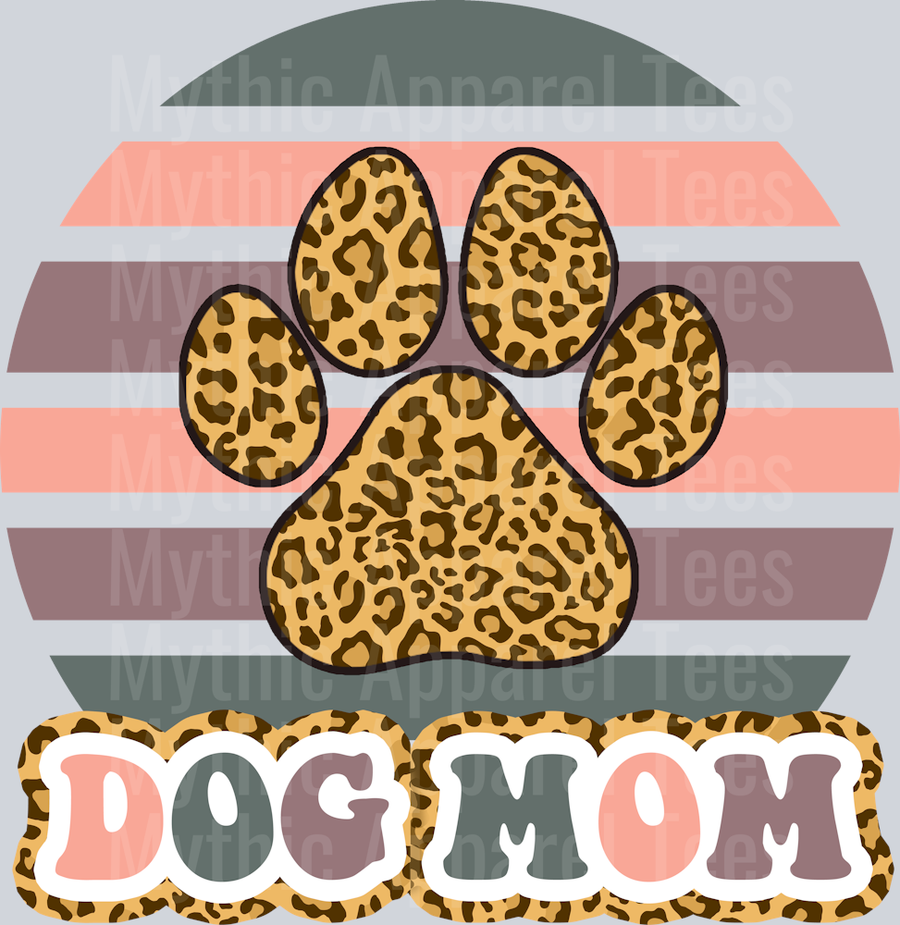 Dog Mom Cheetah paw print with pastel back colors retro DTF Dog Transfers