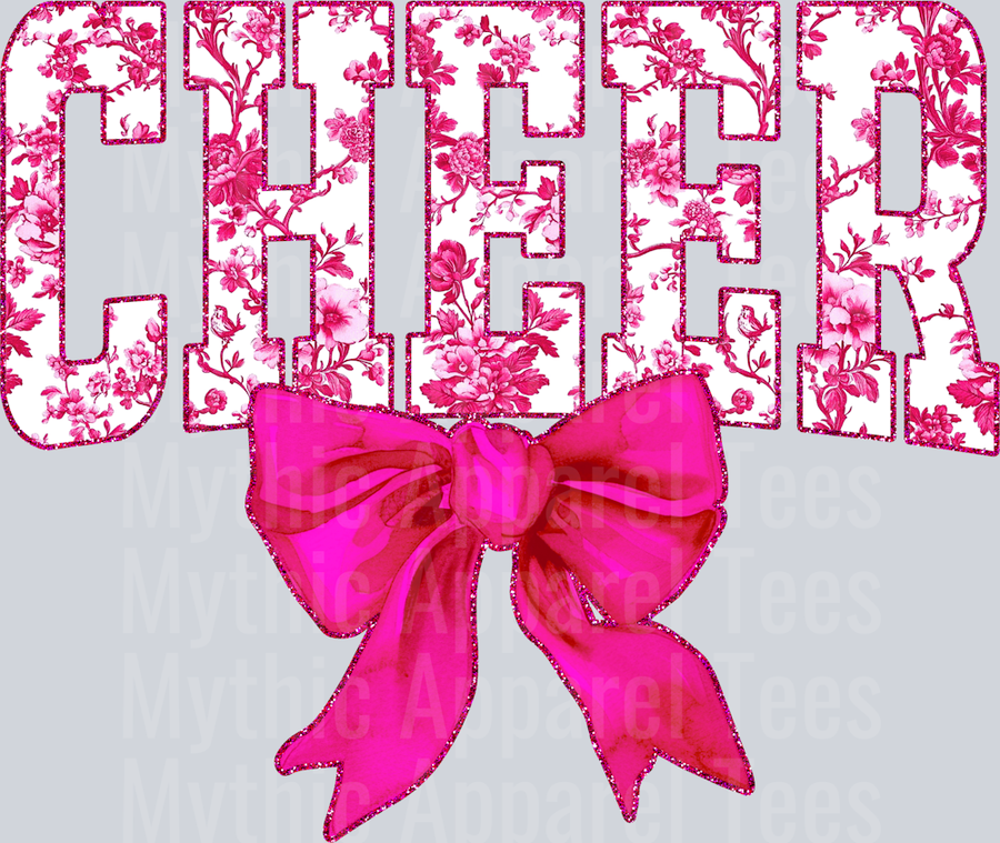 Pink Toile Cheer College Font Floral Pattern