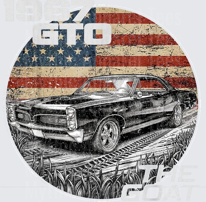 67 1967 GTO American Flag Silhouette Muscle Car T-Shirt