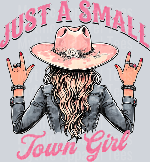 Just a small town girl western text Cowgirl Western Southern Girl Pink