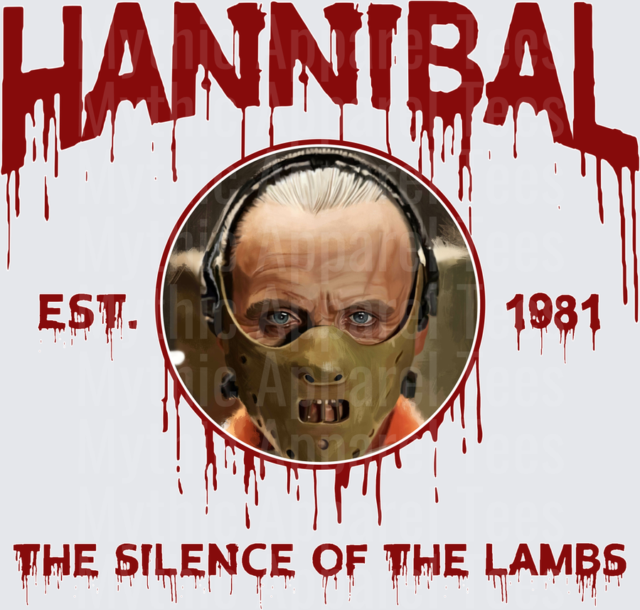 Hannibal Lecter Silence of the Lambs Est. 1981 Blood Drip Portrait Muzzle Mask Horror Graphic