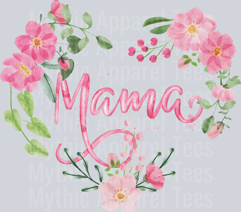 mama heart with pink and green flowers heart shaped DTF MOM Transfers