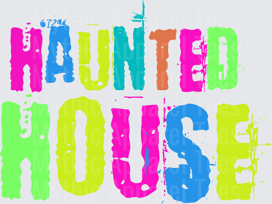 Halloween Haunted House Neon Multicolor Dripping Bold Text Graphic