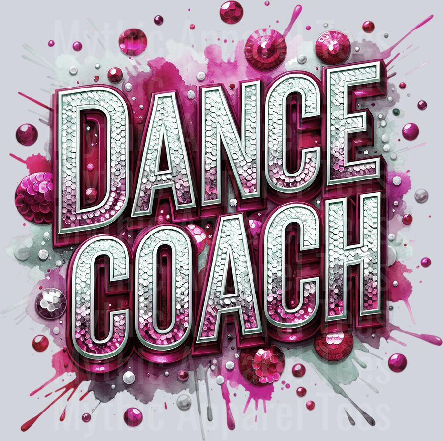 0016 Dance Coach Sequins Maroon DTF Dance Coach Transfers