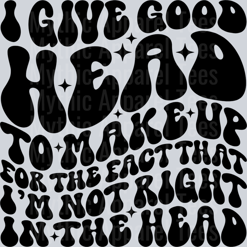 I Give Good Head Pocket Funny Wavy Retro Words Black