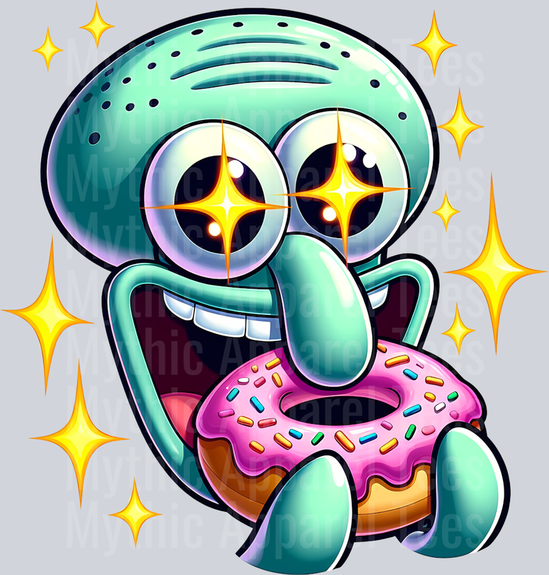 Squidward Donut DTF Sponge Bob Transfers