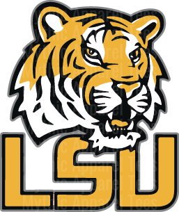 LSU Tigers Mascot Logo Gold Purple Gameday Spirit Design