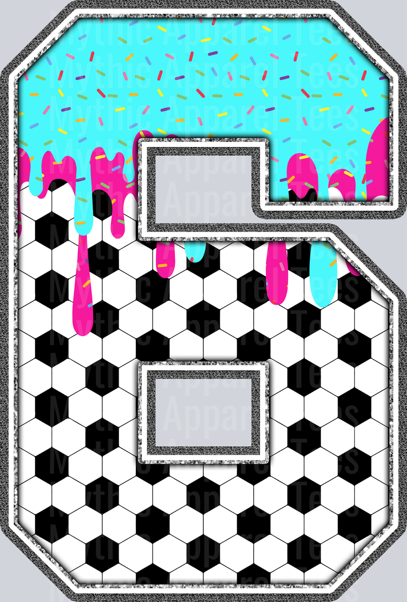 6 Soccer Drip Name With Bow DTF Soccer Transfers