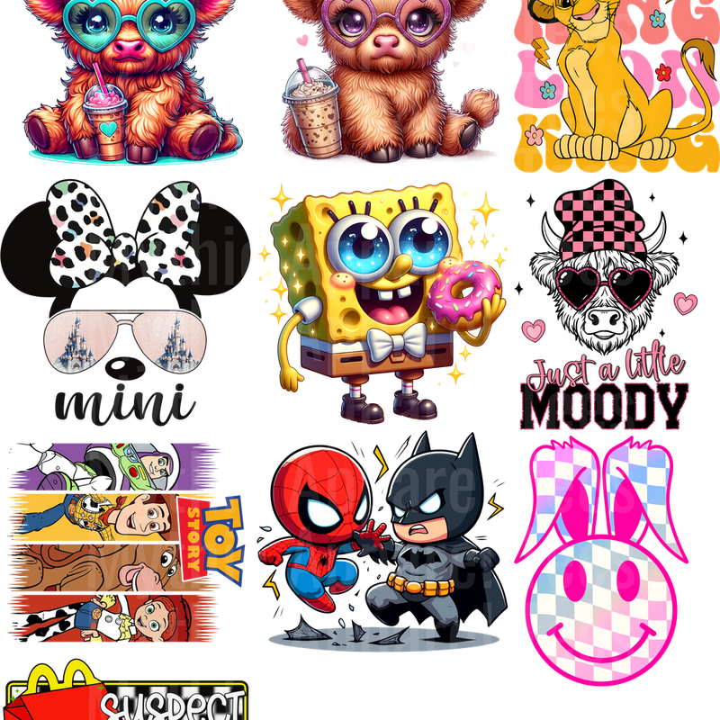 KIDS BLEND GANG SHEET 10 KIDS SIZE IMAGES