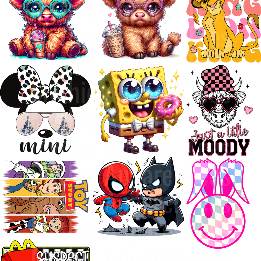 KIDS BLEND GANG SHEET 10 KIDS SIZE IMAGES