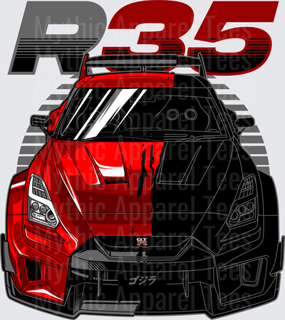 Drifting and Muscle Cars Nissan GT-R R35 Gojilla Split Red Black Widebody