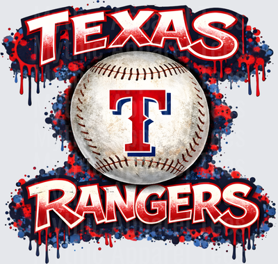 MLB Transfers Texas Rangers Baseball with Red White Blue Paint Splatter