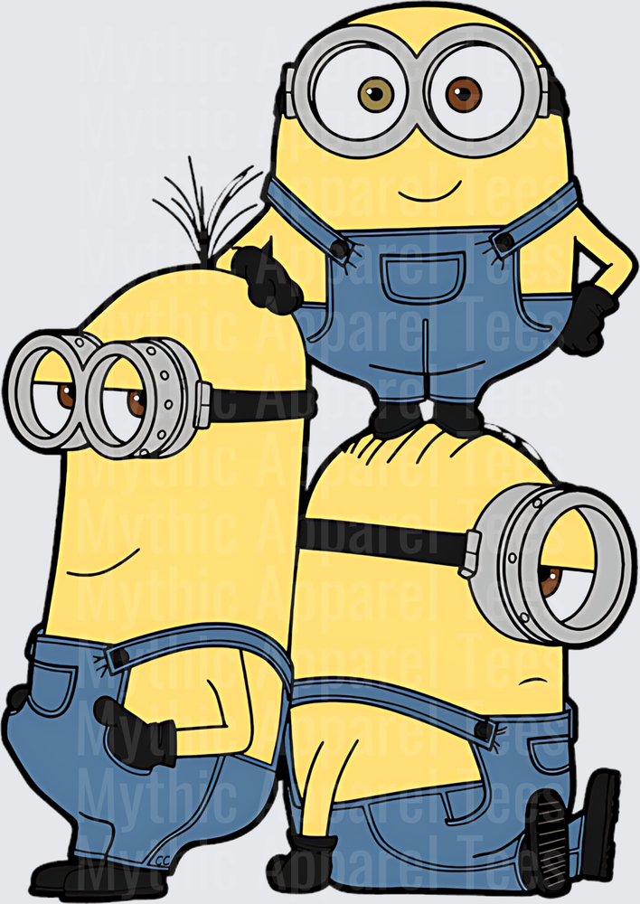 Minnions Trio Stacked Silly Pose Yellow Overalls Gang