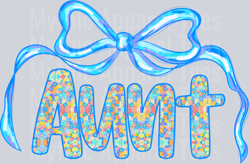 Aunt Blue Iridescent DTF Aunt Transfers
