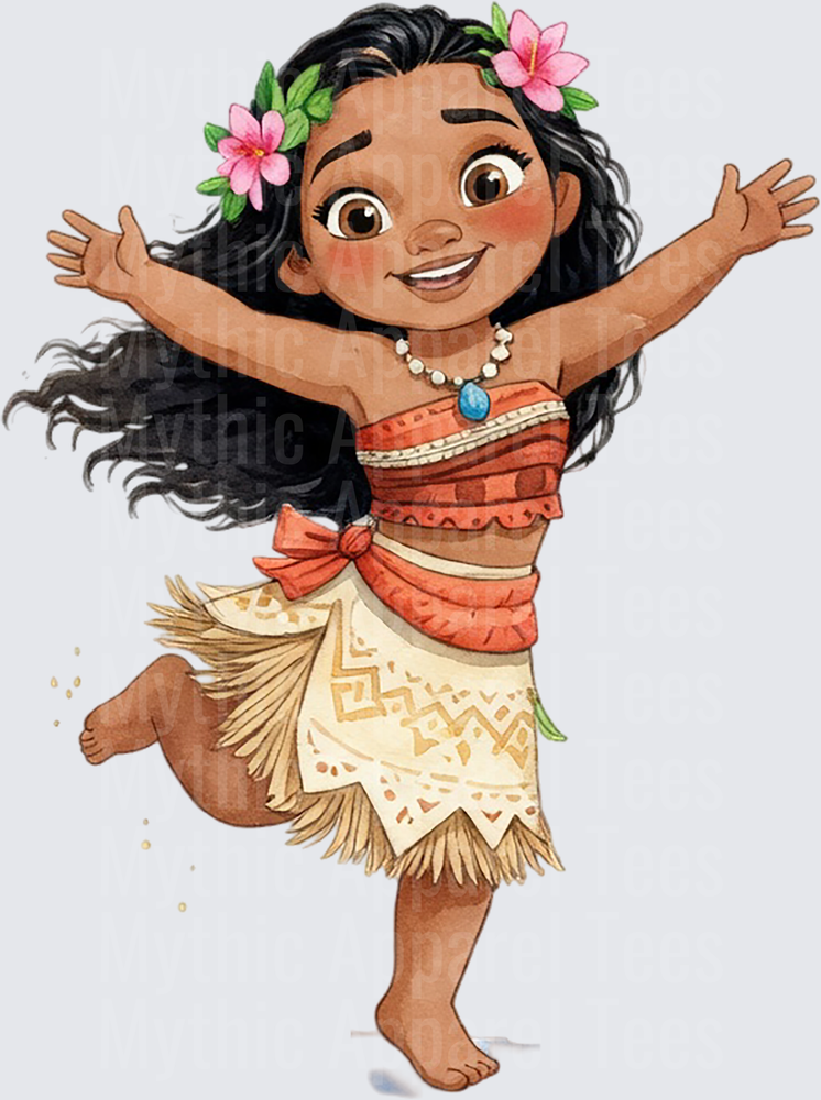 Moana Baby Toddler Dancing Watercolor Floral Hair