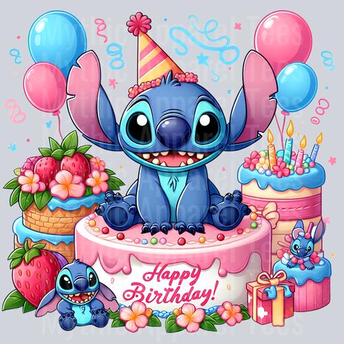 Stitch Birthday Transfer 1 DTF Stitch Birthday Transfers