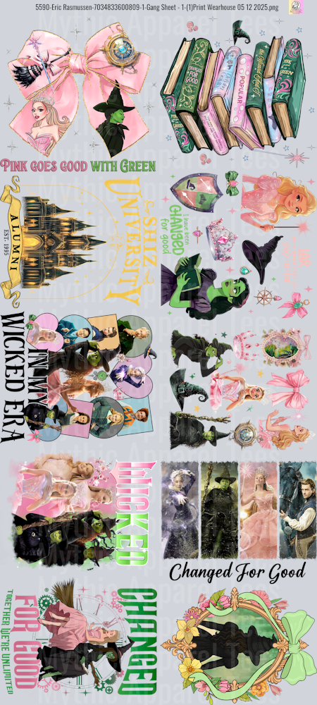Wicked GANG SHEET 10 FULL SIZE IMAGES