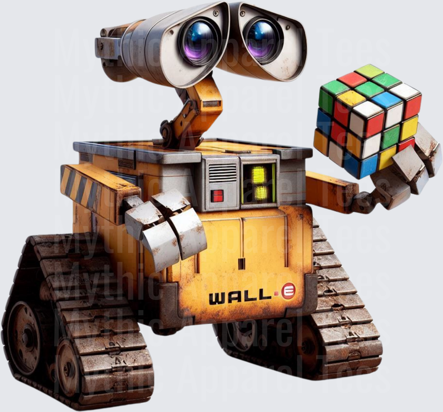 WALL-E Robot Holding Colorful Rubik's Cube