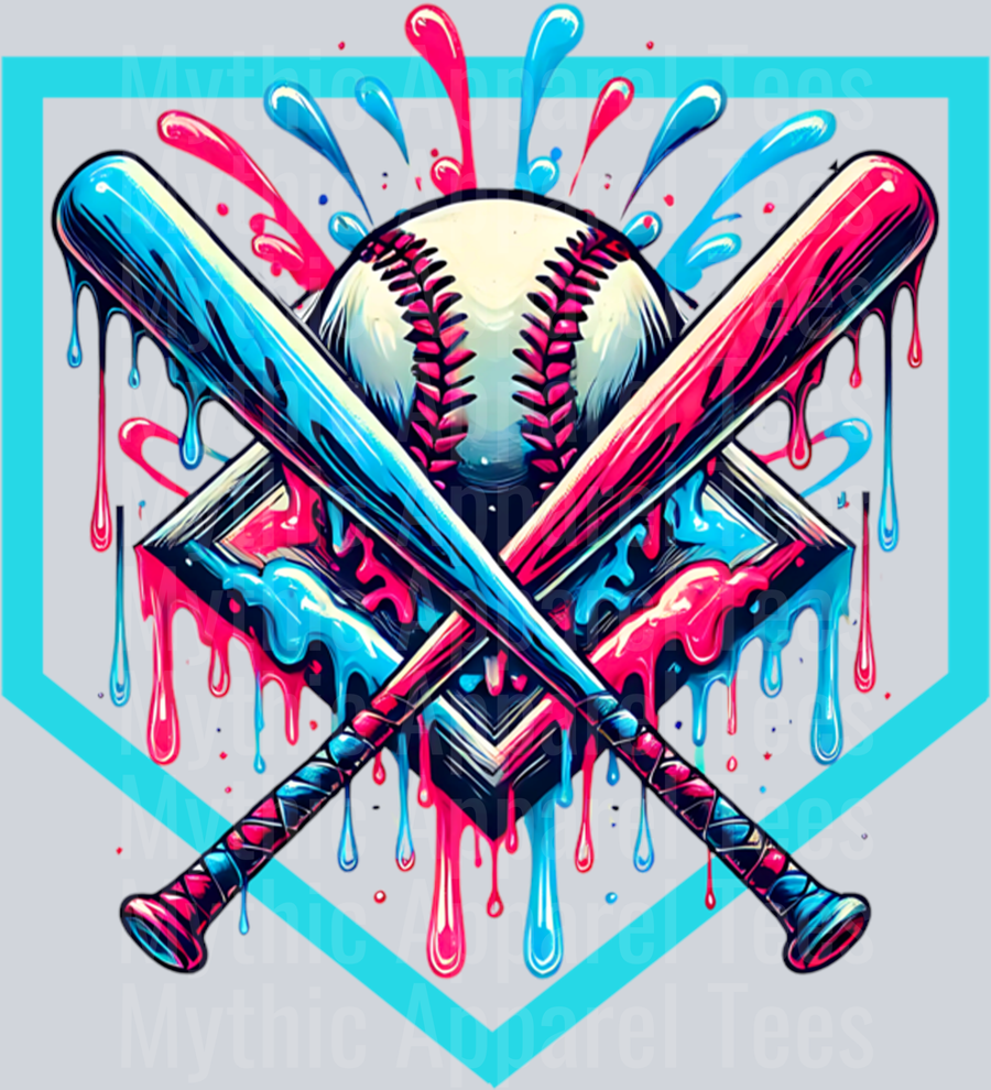 Cool Sport Softball & Baseball Home Plate Drip DTF Baseball Transfers