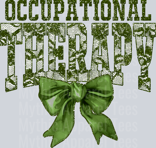 Olive Green Lace Occupational Therapy St Patrick's Day College Font Floral and shamrock pattern