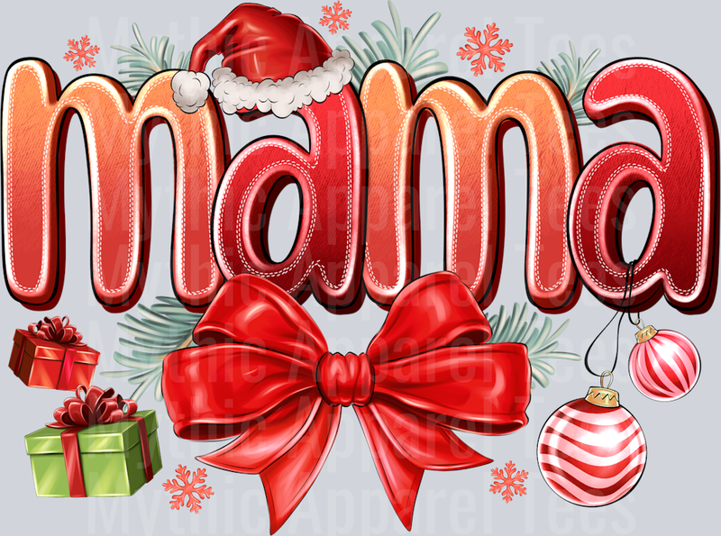 Mama Christmas Bow with Disco Ball