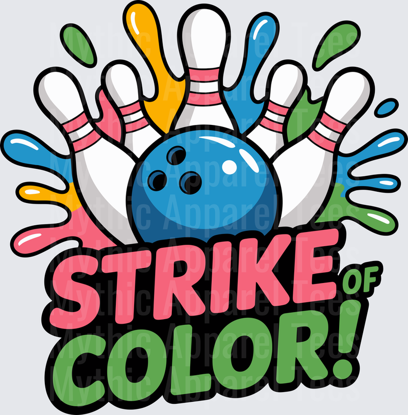 Bowling Strike of Color Colorful Pins and Ball Splash