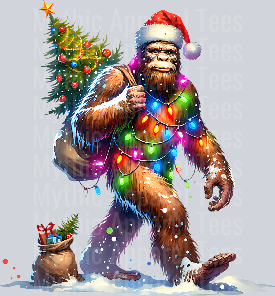 55 Bigfoot Christmas Shirt Christmas Tree Xmas Sasquatch T-Shirt