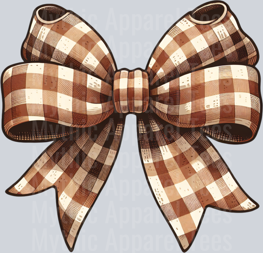 GINGHAM BROWN AND CREAM BOW