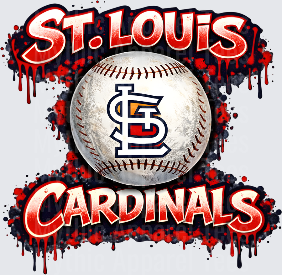 MLB Transfers St. Louis Cardinals Baseball Grunge Splatter Design