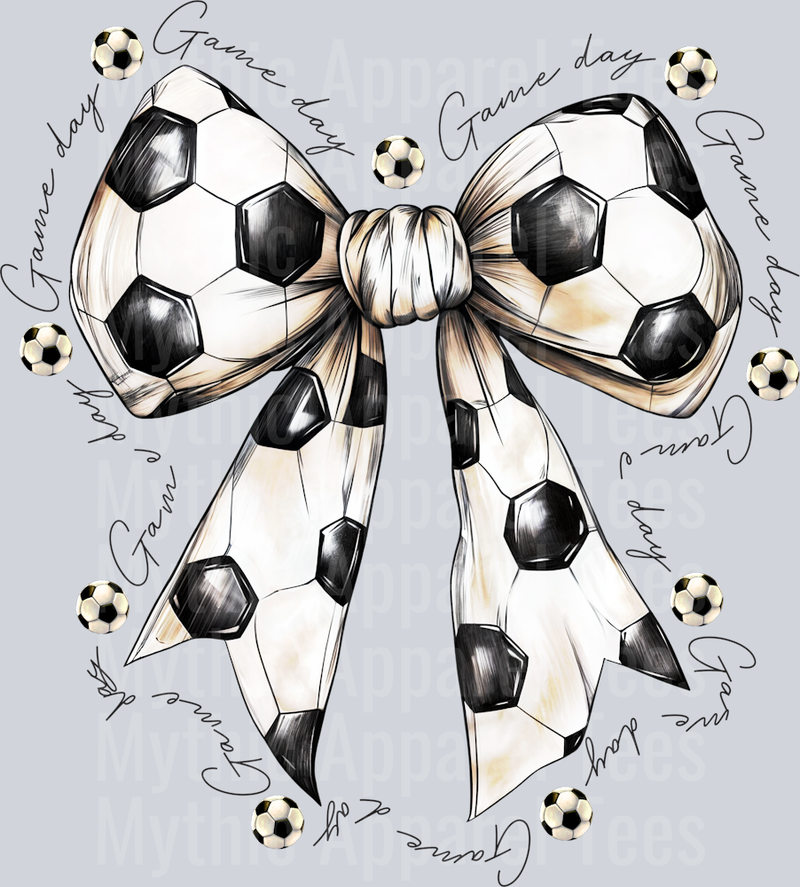 Soccer darker retro style bow and gameday written around it cute DTF Sports Transfers