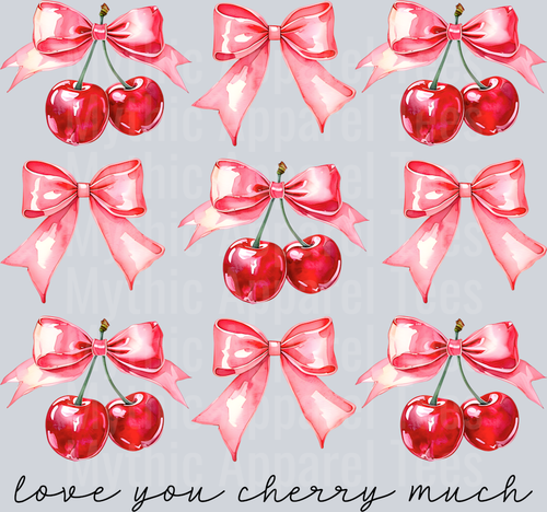 Love You Cherry Much Bow pink red Style Combo Valentines Day Design
