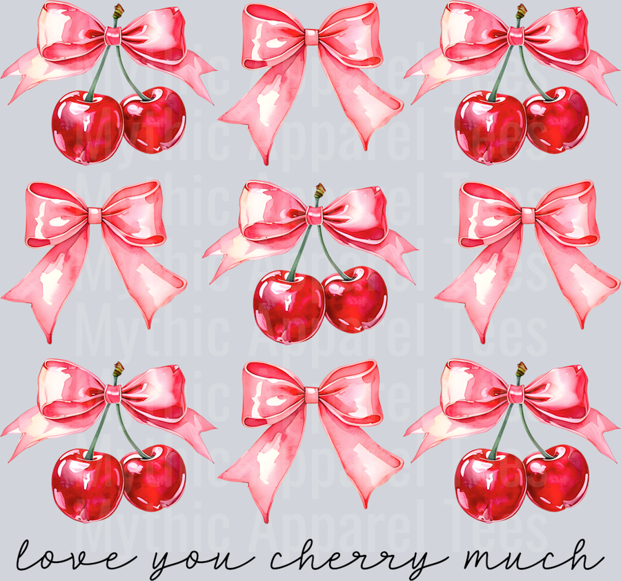 Love You Cherry Much Bow pink red Style Combo Valentines Day Design