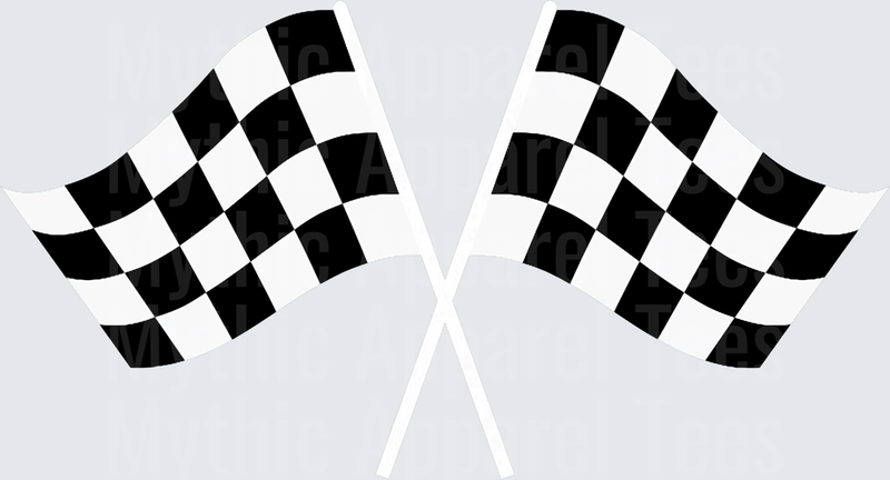 Crossed Black and White Checkered Racing Finish Line Flags