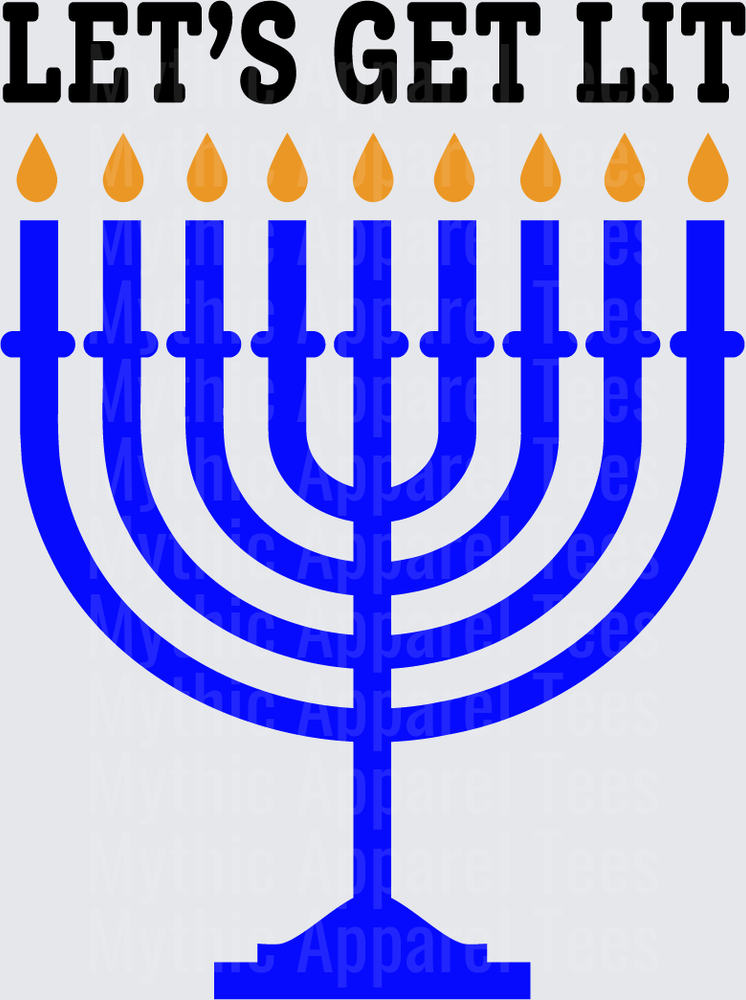 Let's Get Lit Hanukkah Menorah with Nine Flames Funny Jewish Holiday Humor