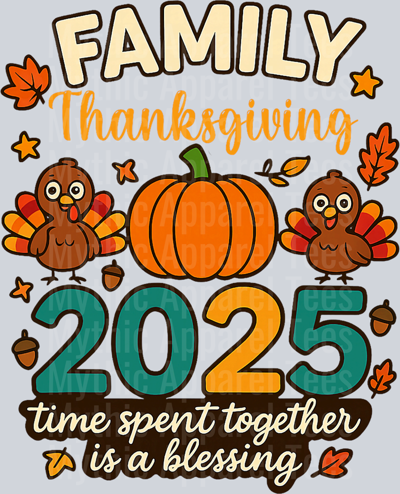 Happy Family Thanksgiving Together 2025 Crew Turkey T-Shirt