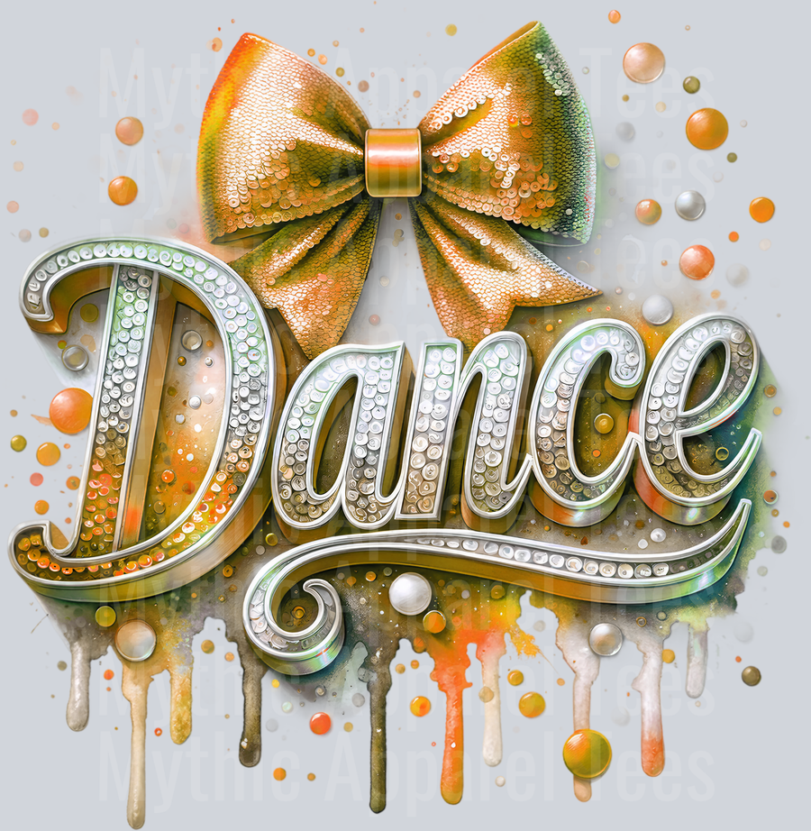 0018 Dance Sequins Orange DTF Dance Swoosh Transfers