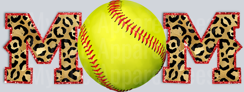 MOM Softball Cheetah print DTF Softball Transfers