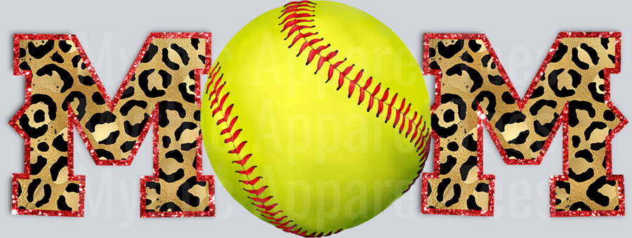 MOM Softball Cheetah print DTF Softball Transfers
