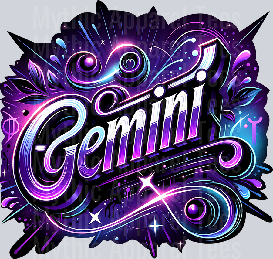 Gemini Purple Sign DTF Zodiac Sign Transfers