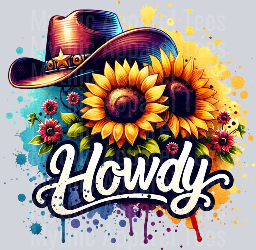 HOWDY SUNFLOWERS AND COWGIRL HAT