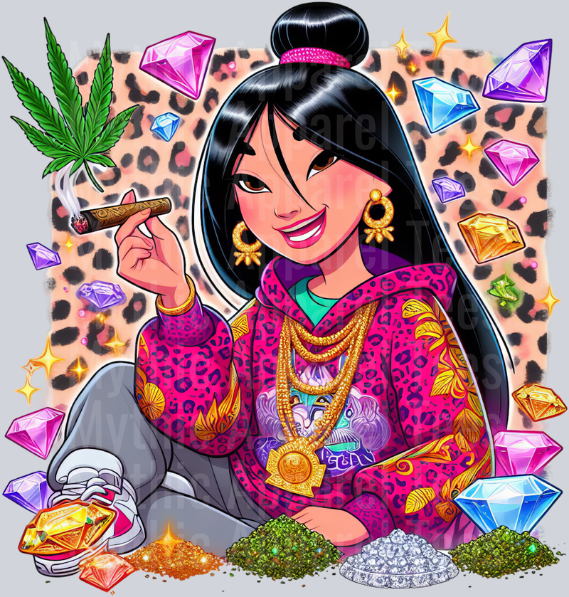 Mulan Jewels Smoking Weed DTF Weed Transfers