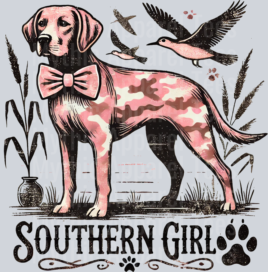southern girl vintage Pink Dog Pink Duck DTF Southern Transfers