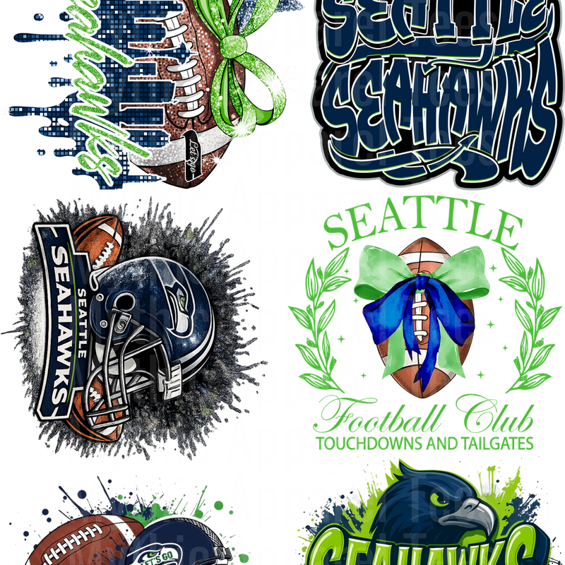 SEATTLE SEAHAWKS GANG SHEET 10 FULL SIZE IMAGES