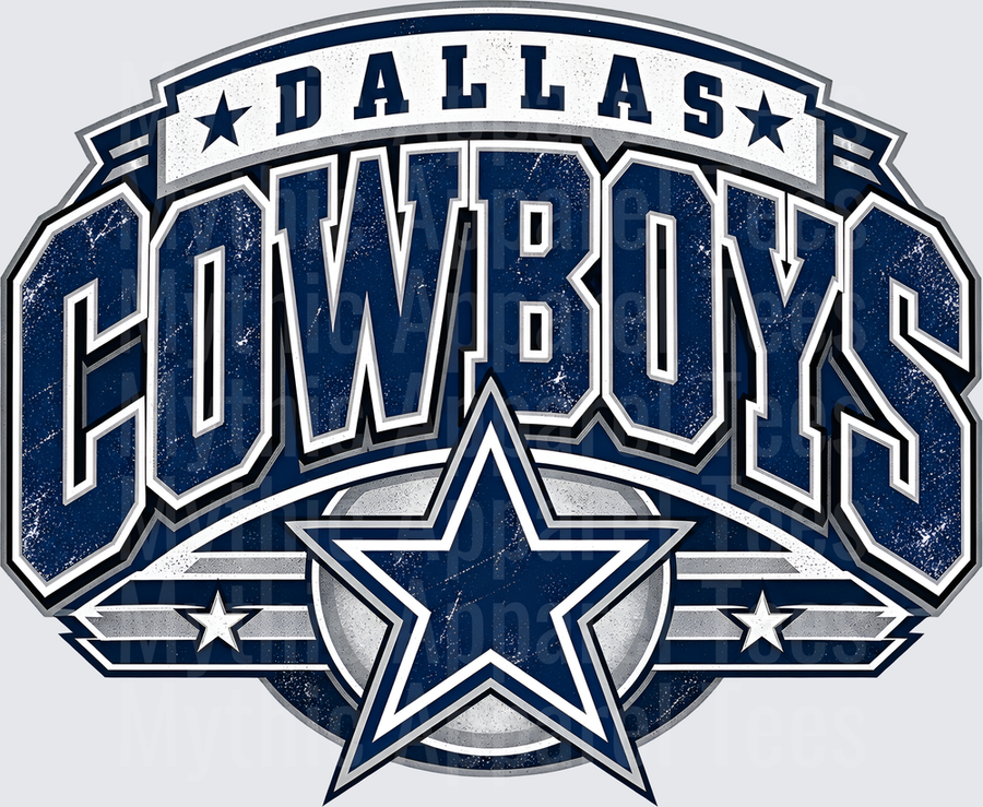 Dallas Cowboys Bold Distressed Navy Blue and Silver Star Badge Logo