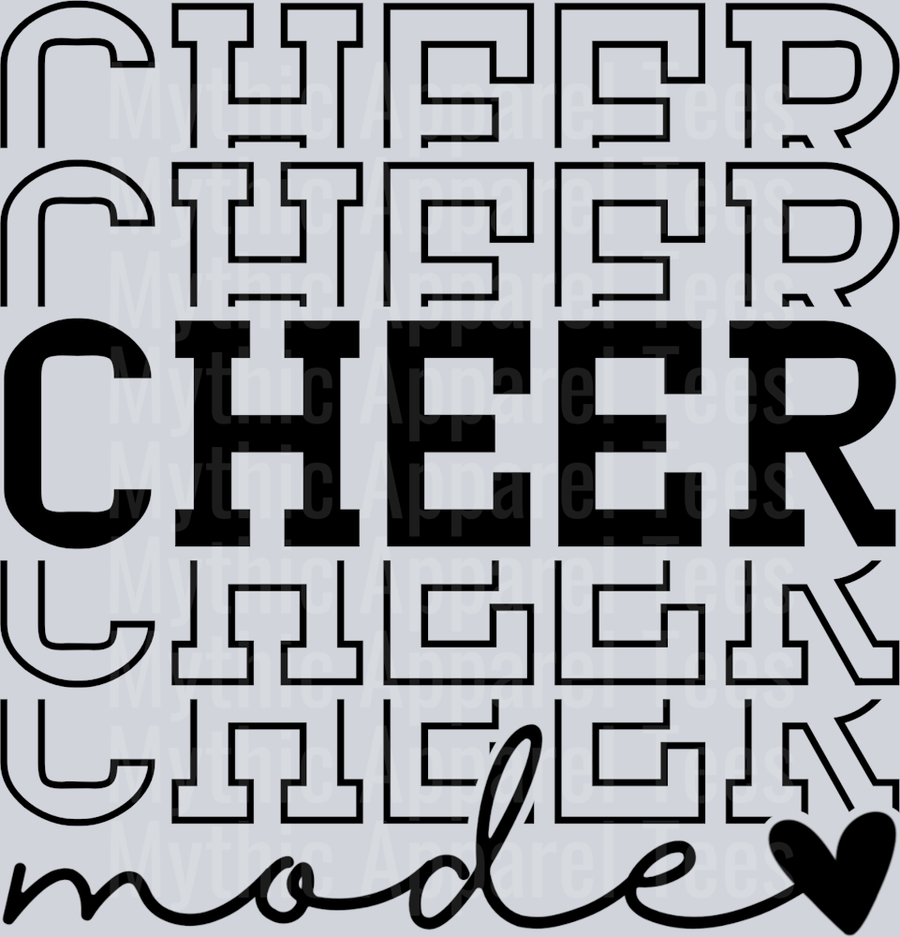 Cheer Mode Stacked Varsity Letters Black Cheerleader