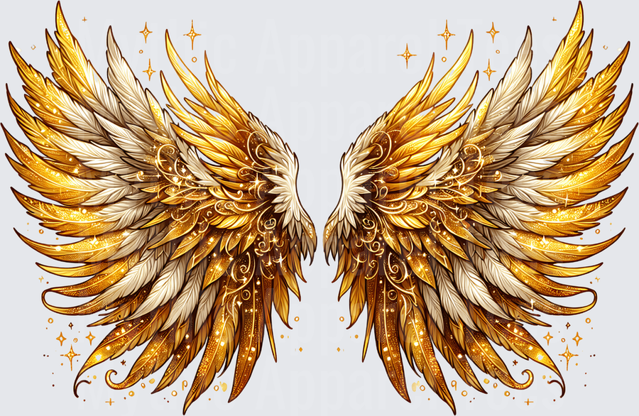 Angel Wings Gold Glitter Sparkle Feathered Spread Pair
