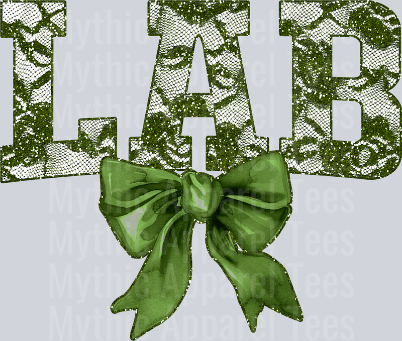 Olive Green Lace Lab St Patrick's Day College Font Floral and shamrock pattern