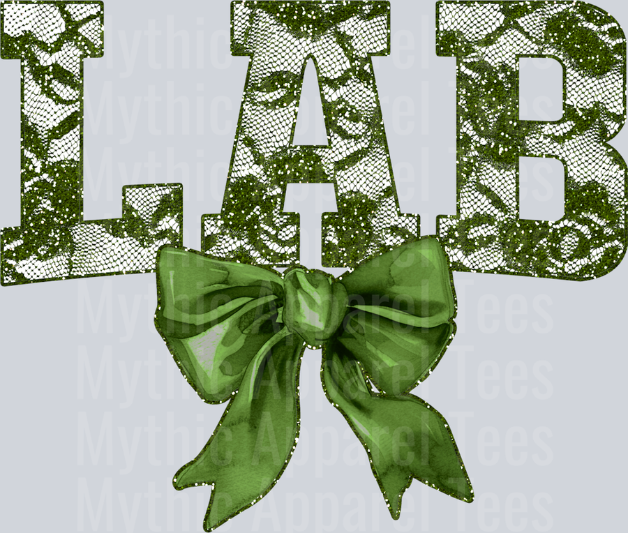 Olive Green Lace Lab St Patrick's Day College Font Floral and shamrock pattern